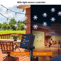 Snowflake Solar String Lights, 50Led 23Ft 8 Modes Waterproof Solar Powered String Fairy Lights For Patio Home Gardens Outdoor Holiday Christmas Tree Party Decorations (White)