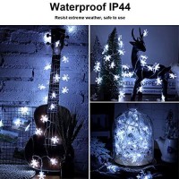 Snowflake Solar String Lights, 50Led 23Ft 8 Modes Waterproof Solar Powered String Fairy Lights For Patio Home Gardens Outdoor Holiday Christmas Tree Party Decorations (White)