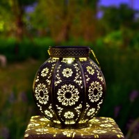 Moroccan Garden Solar Lanterns, {Set Of 2} Bohemian Landscape Solar Lights Outdoor Waterproof For Yard Pathway Patio Tree Table Decor (Bronze)