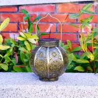 Moroccan Garden Solar Lanterns, {Set Of 2} Bohemian Landscape Solar Lights Outdoor Waterproof For Yard Pathway Patio Tree Table Decor (Bronze)