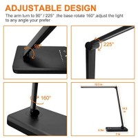 White Crown Led Desk Lamp Table Lamp Dimmable Reading Lamp With Usb Charging Port 5 Lighting Modes 5 Brightness Levels, Sensitive Control, 3060 Min Auto Timer, Eye-Caring Office Lamp (Black 10)