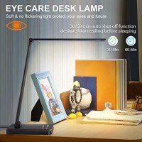 White Crown Led Desk Lamp Table Lamp Dimmable Reading Lamp With Usb Charging Port 5 Lighting Modes 5 Brightness Levels, Sensitive Control, 3060 Min Auto Timer, Eye-Caring Office Lamp (Black 10)