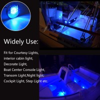 Nbwdy 2Pcs 3In Blue Round Led Boat Lights,Waterproof 12V Led Boat Interior Light,Boat Stern Lights,Navigation Lights,Deck Lights,Boat Courtesy Light,Led Transom Mount Light