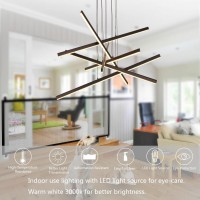 Artop Modern Linear Hanging Pendant Light 6 Lights Led Adjustable Chandelier Light Fixture For Dining Room Kitchen Island Restaurant Living Room Foyer Hallway Bar Over Table Lamp, Black