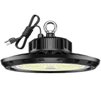 Ufo Led High Bay Light 150W 5000K 21000Lm 1M Cable With 110V Plug, Hanging Hook, Safe Rope, Led Warehouse Lights For Commercial Shop Workshop Garage Factory Lowbay Area Lighting Fixture