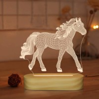 Gifts For Horse Lover, 3D Illusion Optical Horse Night Light,Led Warm White Desk Table Lamp For Kids Girlss Bedroom Decor