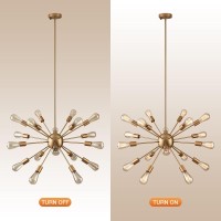 Mirrea Vintage Metal Large Dimmable Sputnik Chandelier With 18 Lights (Brushed Brass)