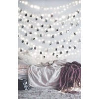 Decute 50 Photo Clips String Lights Holder 100 Led 33Ft Starry Fairy Lights For Hanging Pictures Cards Memos Usb Powered With Switch Perfect For Bedroom Wedding Dorm Christmas Decor (Cool White)