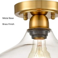 Holkirt Modern Glass Semi Flush Mount Ceiling Light For Hallway Bedroom Bathroom,Brass Kitchen Light Fixtures Ceiling