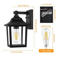 Outdoor Wall Lights, Black Outdoor Light Fixtures Wall Mount Porch Lights, Exterior Light Fixtures Outdoor Sconce With Matte Finish, E26 Base, Anti Rust Modern Wall Lantern For Entryway, Garage, Patio