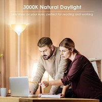 Boostarea Floor Lamp, Standing Lamp, 9W Led, Energy Saving, 50,000Hrs Long Lifespan, 3000K Warm White, Eye-Caring,Torchiere Floor Lamps For Living Room,Bedroom,Office,Reading, White Floor Lamps