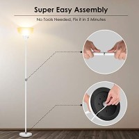 Boostarea Floor Lamp, Standing Lamp, 9W Led, Energy Saving, 50,000Hrs Long Lifespan, 3000K Warm White, Eye-Caring,Torchiere Floor Lamps For Living Room,Bedroom,Office,Reading, White Floor Lamps