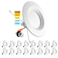 Luxrite 5/6 Inch Led Recessed Retrofit Downlight, 14W=90W, Cct Color Selectable 2700K | 3000K | 3500K | 4000K | 5000K, Dimmable Can Light, 1100 Lumens, Wet Rated, Energy Star (16 Pack)