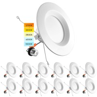 Luxrite 5/6 Inch Led Recessed Retrofit Downlight, 14W=90W, Cct Color Selectable 2700K | 3000K | 3500K | 4000K | 5000K, Dimmable Can Light, 1100 Lumens, Wet Rated, Energy Star (12 Pack)