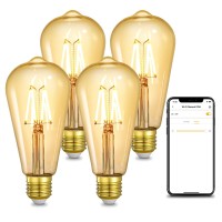 Linkind Smart Edison Bulbs, Wifi Led E26 Edison Bulbs, Dimmable St19 Vintage Filament Light Bulb, 45W Equivalent, 2200K Soft White, 350Lm, Compatible With Alexa, Google Home, No Hub Required, 4 Pack