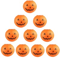 10 Pcs Halloween Pumpkin Paper Lantern Jack O Lantern Pumpkin Hanging Paper Lantern For Halloween Party Parties Garden Decoratio