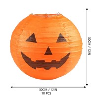 10 Pcs Halloween Pumpkin Paper Lantern Jack O Lantern Pumpkin Hanging Paper Lantern For Halloween Party Parties Garden Decoratio