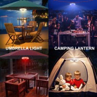 Honwell Patio Umbrella Light, 3Xd Battery Operated Umbrella Pole Light With Rf Remote 80Ft Through Wall, 12 Bulb 48 Leds,4 Modes, 12 Color Changing Outdoor Camping Light With Hanging Ring For Umbrella