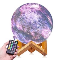 Dtoetkd Moon Lamp, Galaxy Lamp Kids Night Light 16 Colors 3D Led Moon Light With Stand, Timing & Remote & Touch Control Brightness Usb Rechargeable Christmas Birthday Gifts For Boys Girls Friends