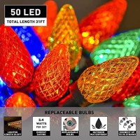 Pabipabi C9 Outdoor Christmas Lights 31Ft 50 Led,String Lights Connectable Commercial Grade Outdoor & Indoor Xmas Decorative Light Strand, For Christmas Trees, Garden, Patio, Parties Decor(Multicolor)