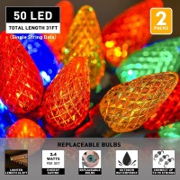 Pabipabi C9 Outdoor Christmas Lights 2 Pack 31Ft 50 Led String Lights Connectable Commercial Grade Outdoor Indoor Xmas Decorative Light Strand For Christmas Trees Garden Patio Parties Decor Multicolor