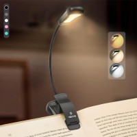 Vekkia/Luminolite Rechargeable Book Light, Reading Lights For Books In Bed, 3 Colortemperature ? 3 Brightness, Clip On Book, Up To 70 Hours Lighting, Great For Readers, Travel (Black)