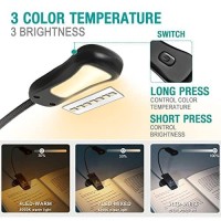 Vekkia/Luminolite Rechargeable Book Light, Reading Lights For Books In Bed, 3 Colortemperature ? 3 Brightness, Clip On Book, Up To 70 Hours Lighting, Great For Readers, Travel (Black)