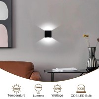 Lightess Mini Led Wall Sconces Dimmable 10W Modern Wall Lamp Black Up Down Wall Mount Lights Mini Metal For Living Room Hallway