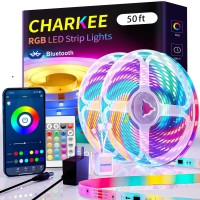 50 Feet Bluetooth Led Strip Light For Bedroom, Change Color (16 Million) Dimmable, 22 Style With Speed Up/Down, Smart Rgb Strip Lighting Sync Music, 12 Volt Indoor Tape Light App Remote Control