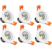 Inshareplus 2 Inch Led Downlight, 3W Recessed Lighting Cob Dimmable, 3000K Warm White, Cri80, Led Ceiling Lights With Led Driver, 6 Pack