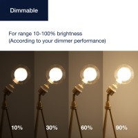 Flsnt G125 Decorative Dimmable Globe Led Edison Bulbs, 2700K Soft White, 7W(40W Equivalent), 400Lm, E26 Medium Base, Cri90, Frosted Glass Finishing