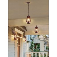 Apbeamlighting Rustic Ceiling Light Fixture Vintage Lantern Pendant Light Outdoor Hanging Lighting With Glass Shade For Porch Farmhouse Patios D7 X H15