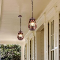 Apbeamlighting Rustic Ceiling Light Fixture Vintage Lantern Pendant Light Outdoor Hanging Lighting With Glass Shade For Porch Farmhouse Patios D7 X H15