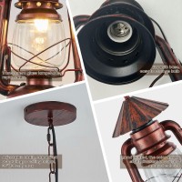 Apbeamlighting Rustic Ceiling Light Fixture Vintage Lantern Pendant Light Outdoor Hanging Lighting With Glass Shade For Porch Farmhouse Patios D7 X H15