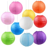 10 Pack 12 Chinese Paper Lanterns Decorative Colorful Chinese Hanging Decorations For Rainbow Party Classroom Ceiling Decorati