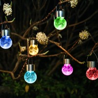 Solpex Hanging Solar Lights Outdoor, 8 Pack Decorative Cracked Glass Ball Light, Solar Powered Waterproof Globe Lighting, Hanging Globe Solar Lights For Garden, Yard, Patio, Lawn, Flower Bed