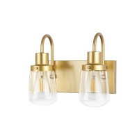 Yaohong Industrial Wall Sconce 3Lights Modern Vanitybathroom Lamp In Painted Gold With Clear Glass Shades Wall Mount Light Fix