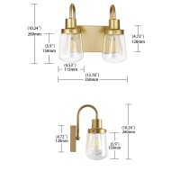 Yaohong Industrial Wall Sconce 3Lights Modern Vanitybathroom Lamp In Painted Gold With Clear Glass Shades Wall Mount Light Fix