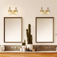 Yaohong Industrial Wall Sconce 3Lights Modern Vanitybathroom Lamp In Painted Gold With Clear Glass Shades Wall Mount Light Fix