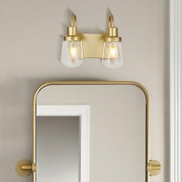 Yaohong Industrial Wall Sconce 3Lights Modern Vanitybathroom Lamp In Painted Gold With Clear Glass Shades Wall Mount Light Fix