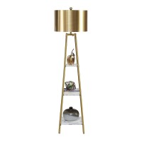 Rosen Garden Floor Lamp, Standing Reading Light With Shelves And Gold Shade, Modern Tall Pole Lamp, Accent Furniture D?Or Lighting For Living Room, Bedrooms