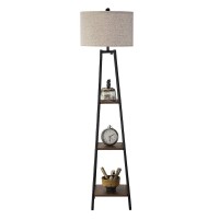 Rosen Garden Floor Lamp, Standing Reading Light With Shelves And Fabric Shade, Modern Tall Pole Lamp, Accent Furniture D?Or Lighting For Living Room, Bedrooms