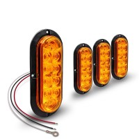 4Pc 6 Inch Amber Oval Led Trailer Tail Light Kit Dot Fmvss 108 Sae I6P Surfacemount Ip67 Waterproof Park Turn Signal Mar