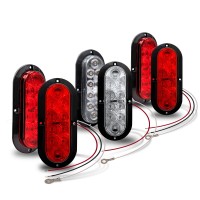 4 Red 2 White 6 Inch Oval Led Trailer Tail Light Kit Surfacemount Dot Fmvss 108 Sae Ip67 Waterproof Stop Brake Turn Revers