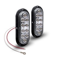 2Pc 6 Inch White Oval Led Reverse Trailer Tail Light Kit Dot Fmvss 108 Sae 2 R Surfacemount Ip67 Waterproof Reverse Back