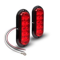 True Mods 2Pc 6 Inch Red Oval Led Trailer Tail Light Kit Dot Fmvss 108 Sae S2T2I6 Surfacemount Ip67 Waterproof Stop Tu