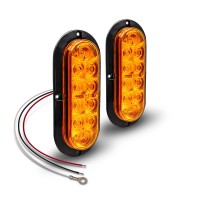 2Pc 6 Inch Amber Oval Led Trailer Tail Light Kit Dot Fmvss 108 Sae I6P Surfacemount Ip67 Waterproof Park Turn Signal Mar