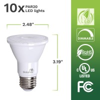 Bioluz Led 10 Pack Par20 Led Bulb 90 Cri 5.5W = 75W Replacement Spot Light Bulb 5000K Daylight E26 Standard Base 40 Degree Beam Angle Ul Listed & Title 20