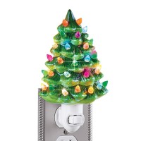 Collections Etc Ceramic Christmas Tree Night Light - 6