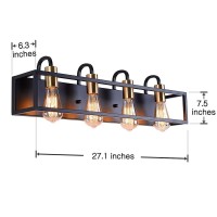 Bathroom Light Fixtures,4-Light Vanity Light,Black Rustic Industrial Style,Antique Bronze Finish,Vintage Bathroom Lighting Fixtures Over Mirror,Wall Light Fixtures For Bathroom Vanity And Lounge